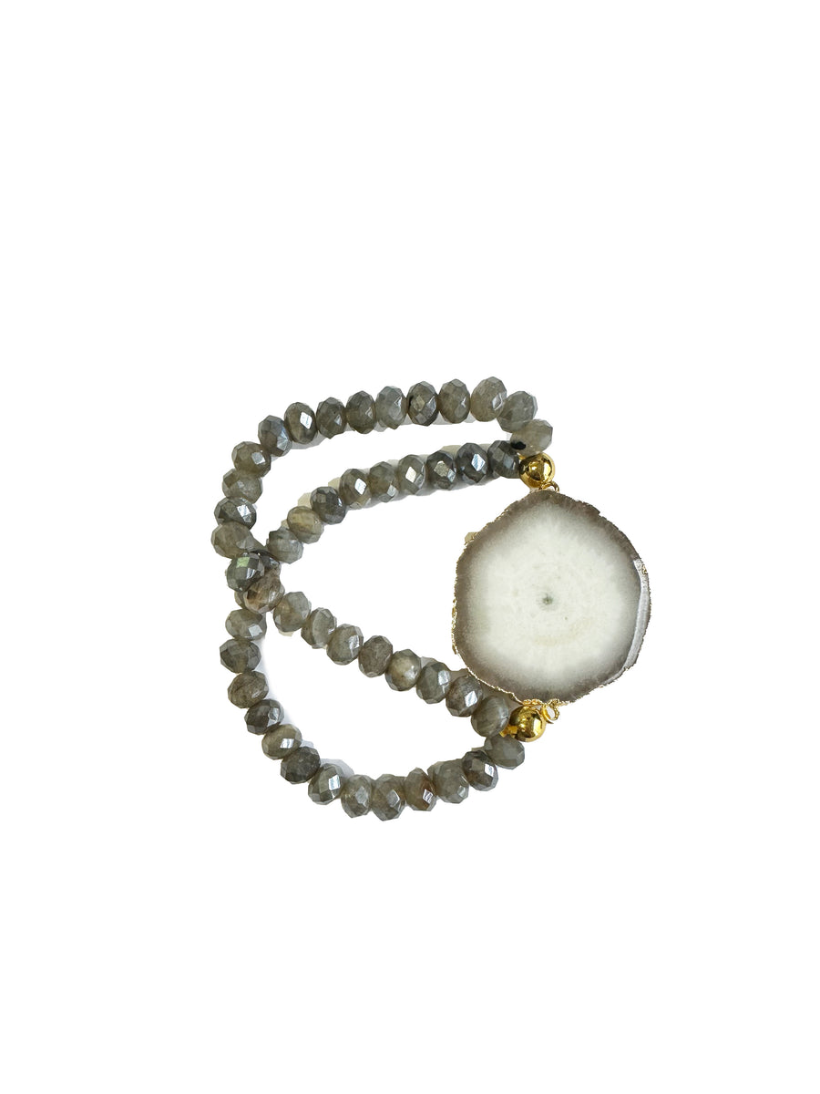 Agate Stone w/ Moonstone Beads Bracelet