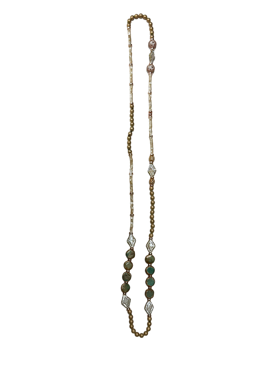 Shell w/ Turquoise Fresh Water Pearl Necklace