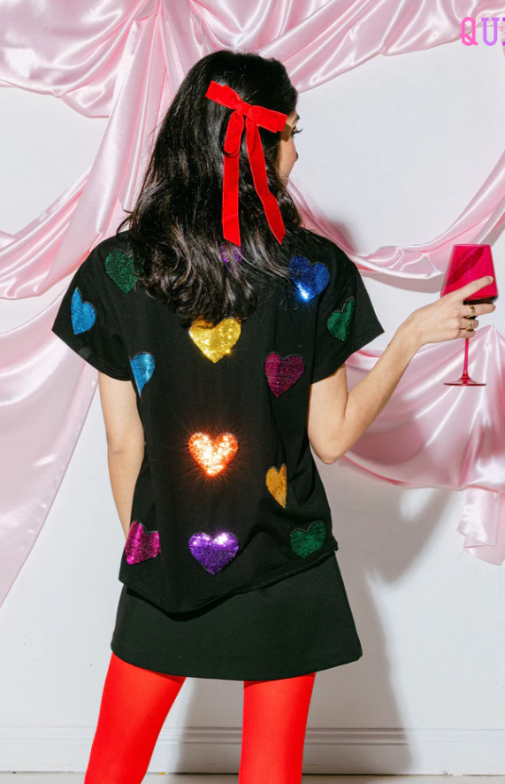 Queen of Sparkles Multi Sequin Heart Tee