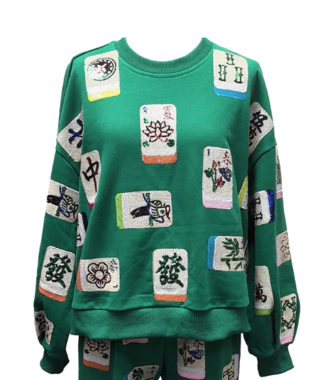 Queen of Sparkles Green Mahjong Sweatshirt