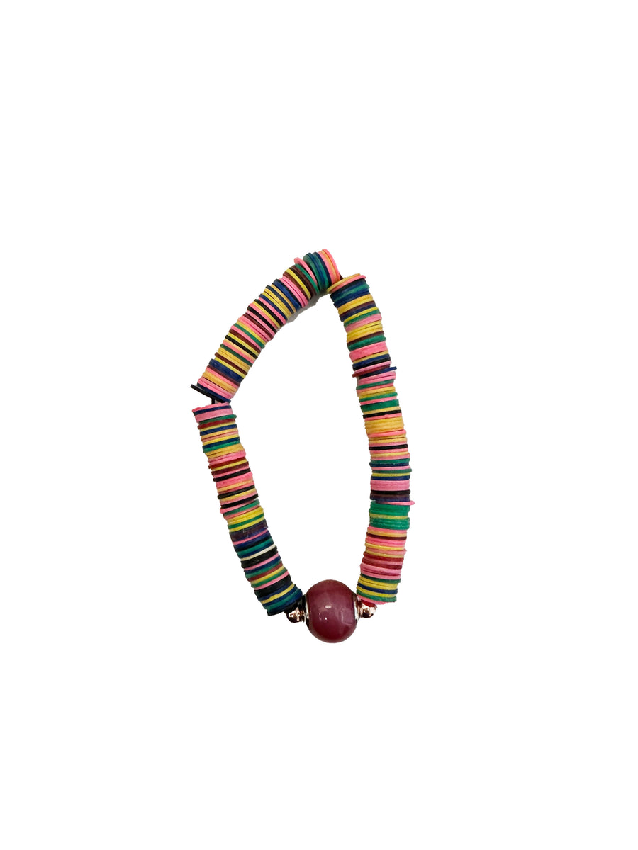 African Vinyl Bead Bracelet