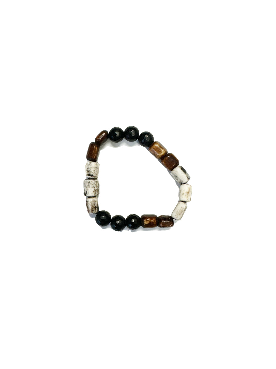 Men's Bone & Natural Wood Bracelet