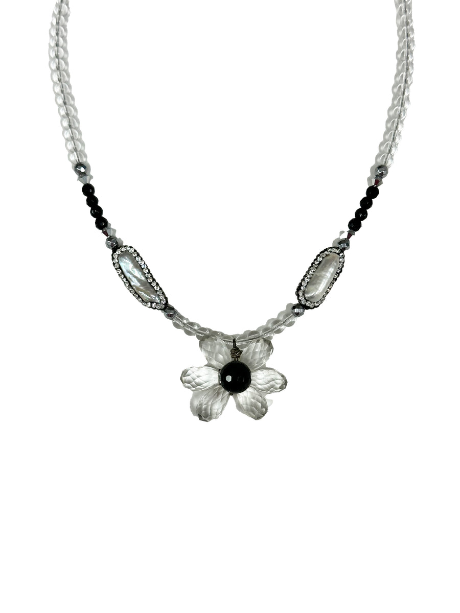 Crystal Druzy Flower Necklace