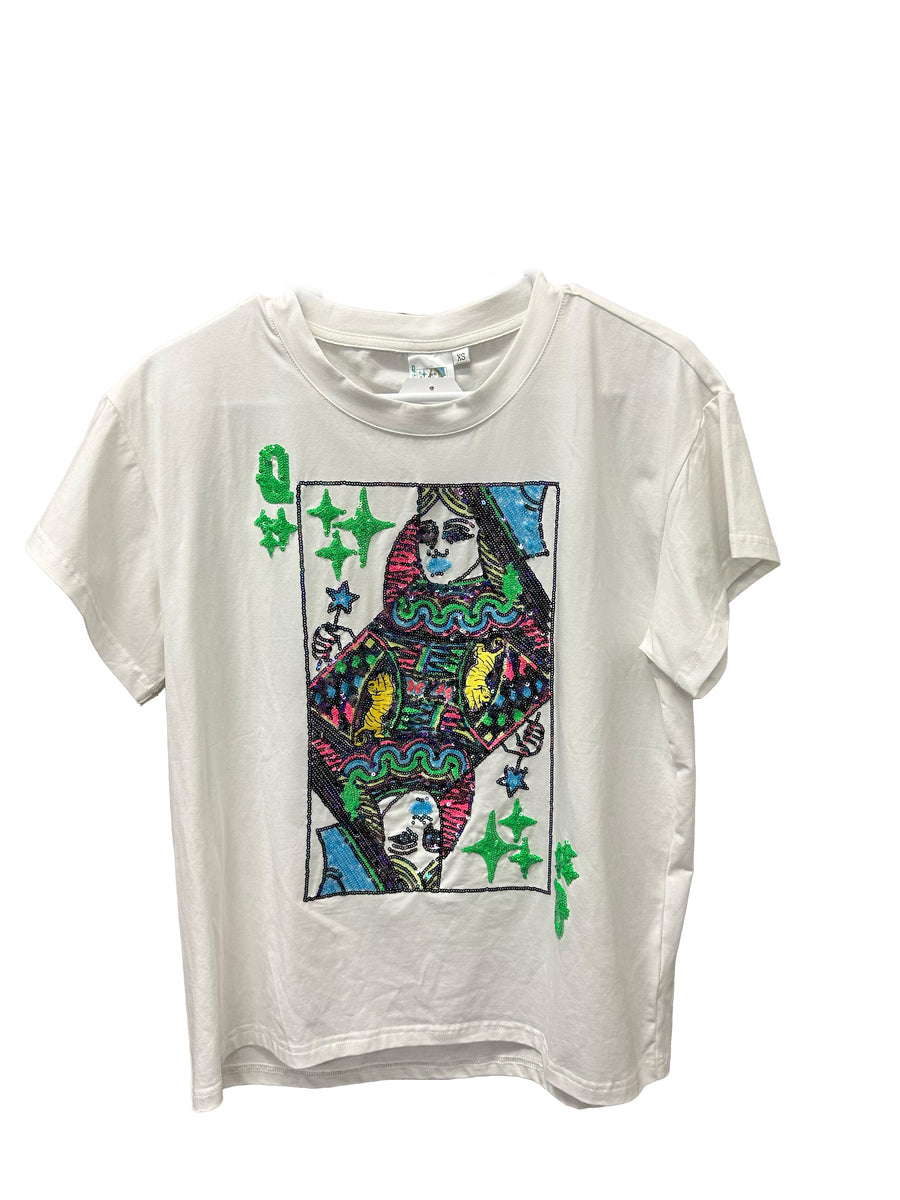 Queen of Sparkles White Logo Tee