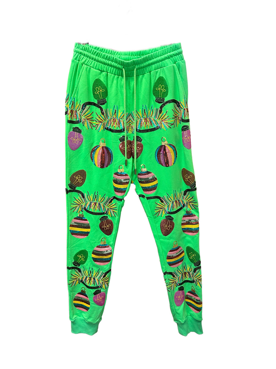 Queen of Sparkles Neon Green Tinsel, Lights & Ornament Jogger