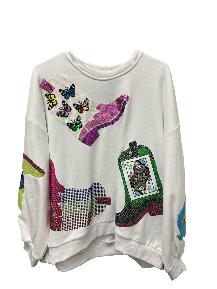 Queen of Sparkles Sweat Shirt (Cowboy Boots)