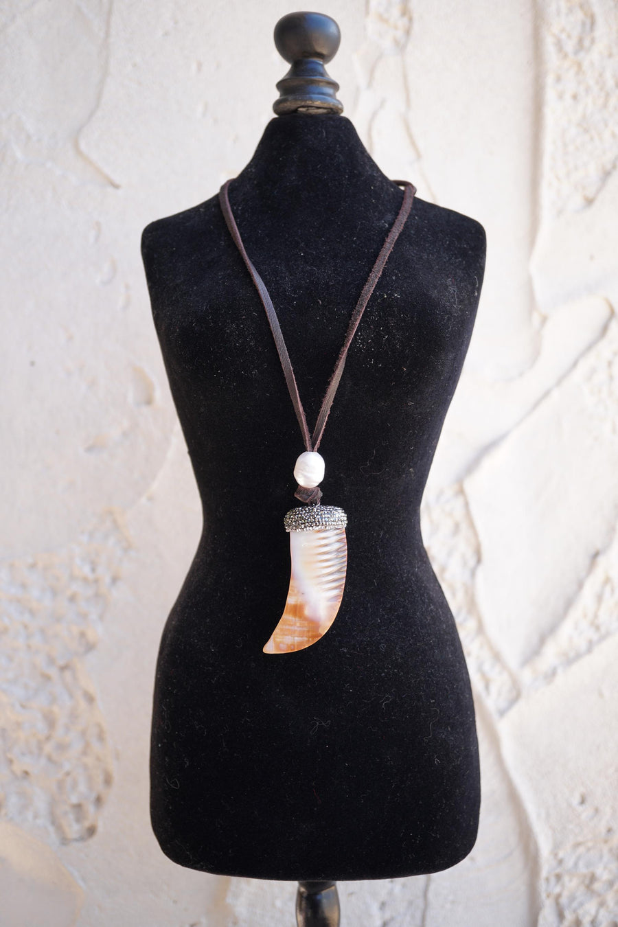 Pearl Orange Horn Necklace