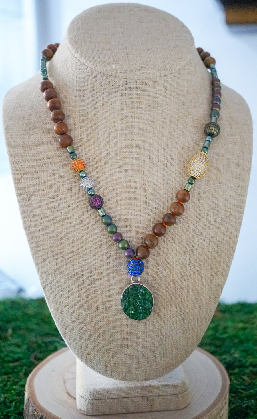 Green Druzy Geode Necklace