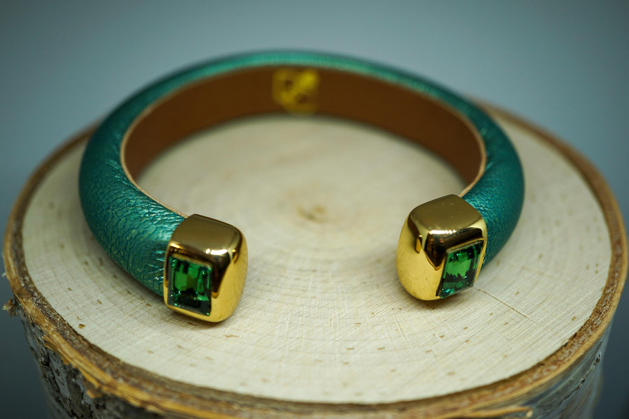 Single Cuff Bracelet with Stones- Mint