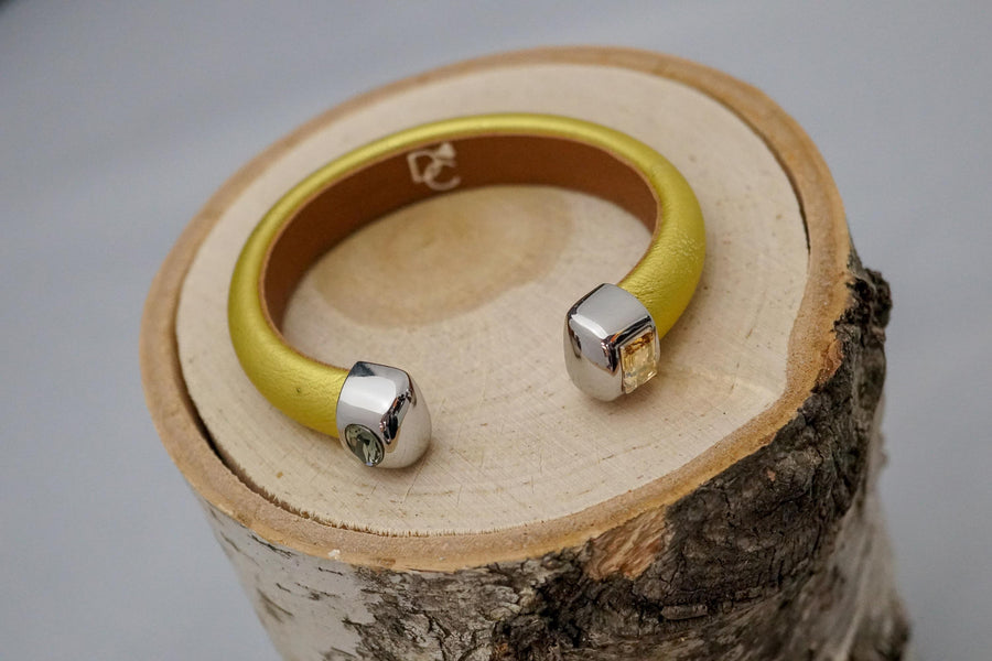 Single Cuff Bracelet with Stones- Gold