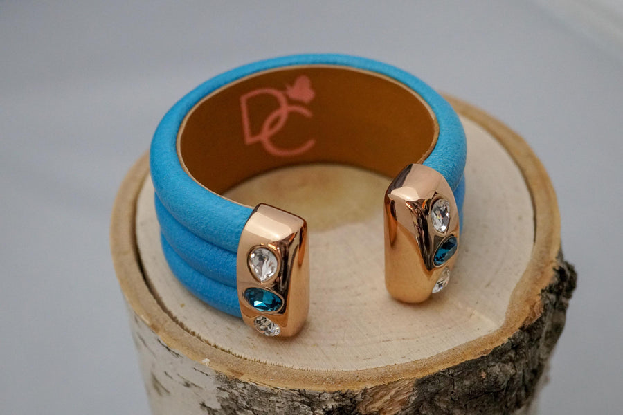 Triple Cuff Bracelet with Stones- Turquoise
