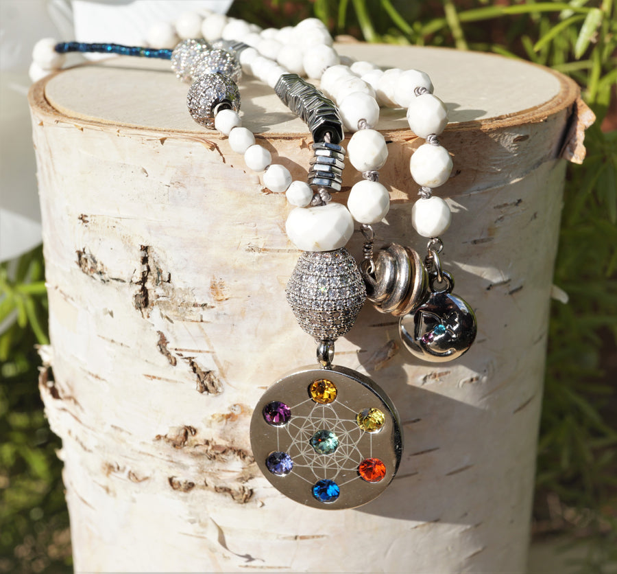 Metatron Highest Angel White Turquoise Necklace
