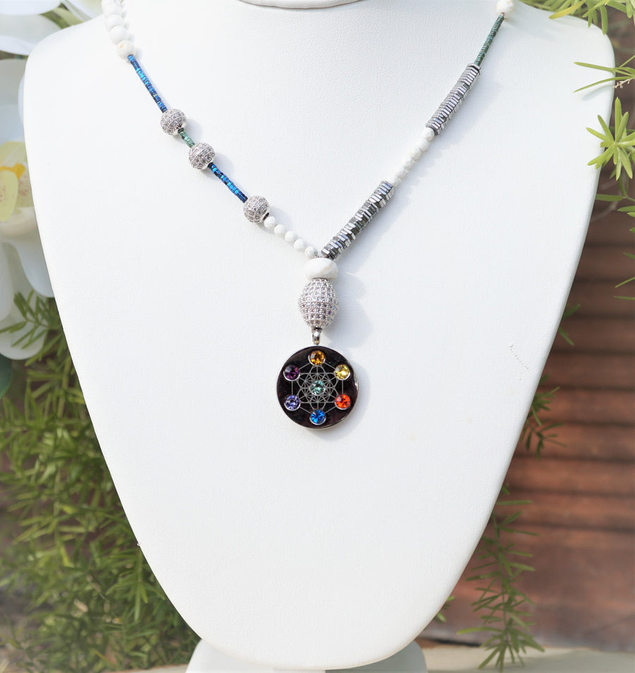 Metatron Highest Angel White Turquoise Necklace