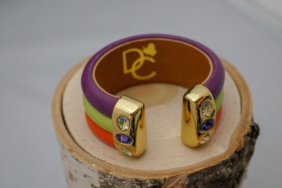 Triple Cuff Bracelet with Stones- Color