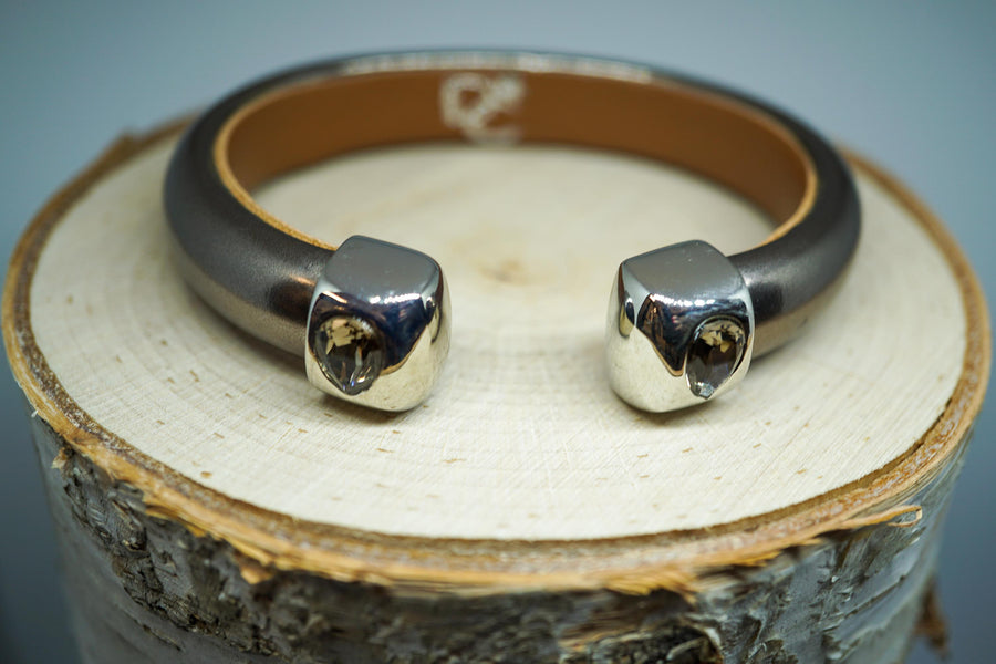 Single Cuff Bracelet with Stones- Bronze