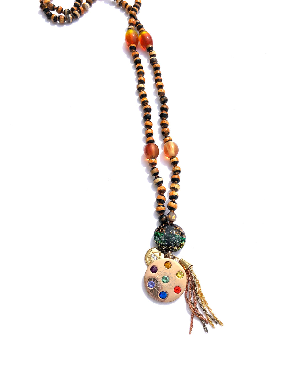 Metratron Brown Orange Necklace