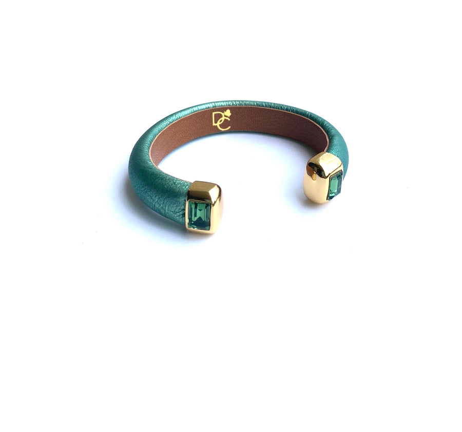 Single Cuff Bracelet with Stones- Mint