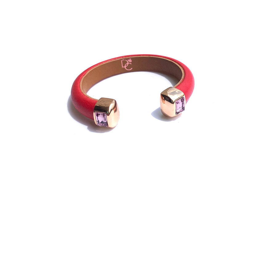 Single Cuff Bracelet with Stones- Red w/Amethyst