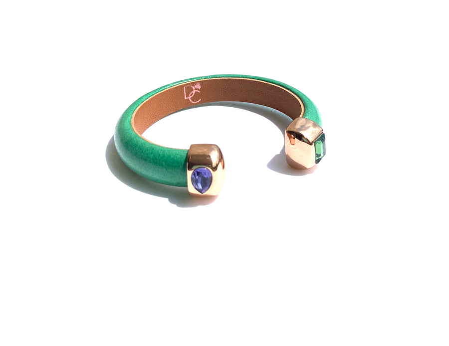 Single Cuff Bracelet with Stones-Green