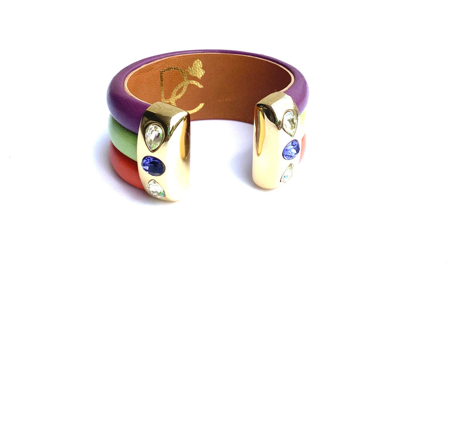 Triple Cuff Bracelet with Stones- Color
