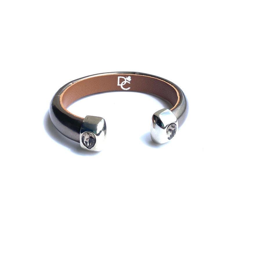 Single Cuff Bracelet with Stones- Bronze