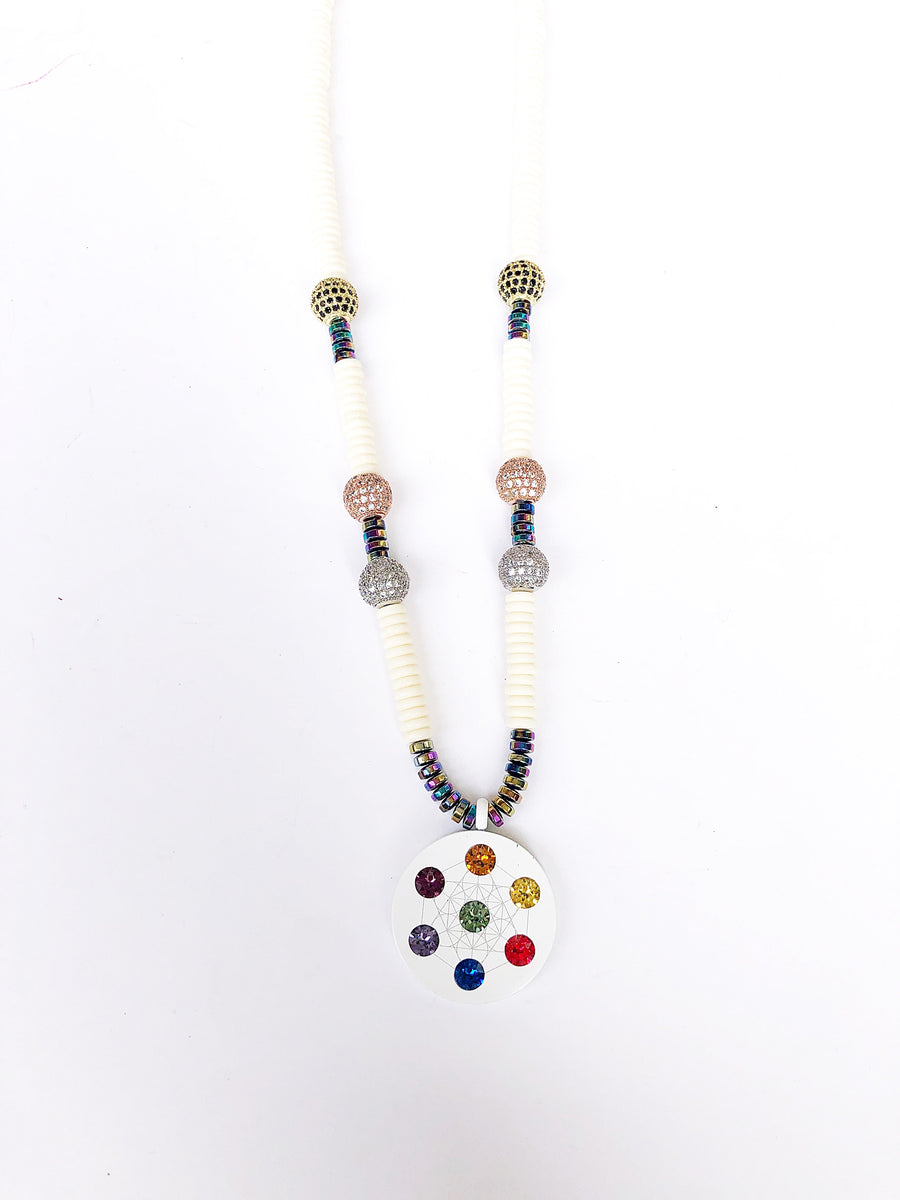White Bead Metatron Necklace