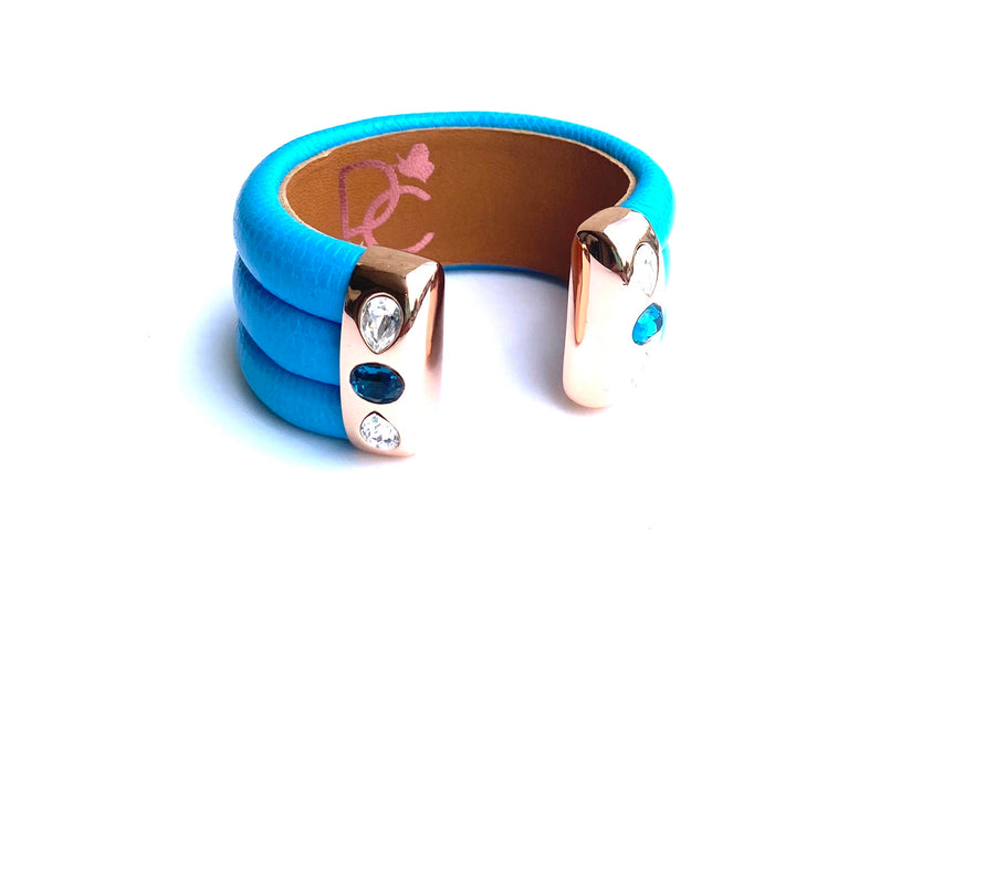 Triple Cuff Bracelet with Stones- Turquoise