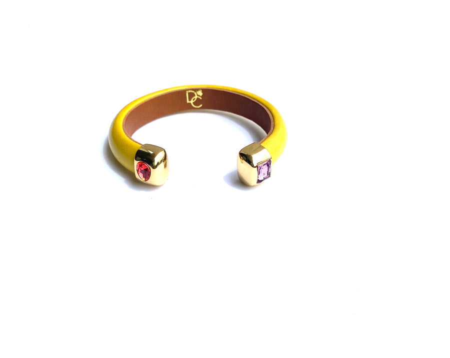 Single Cuff Bracelet with Stones- Mustard